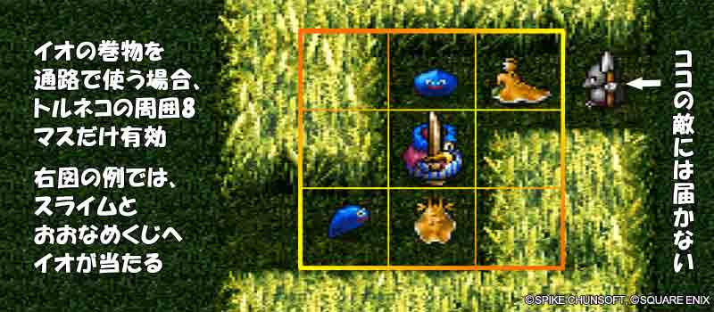 通路にいるときのイオの巻物の有効範囲